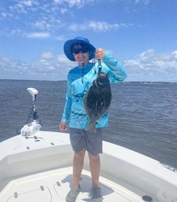 California flounder caught while fishing in Oak Island NC waters