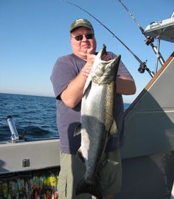 Coho Salmon caught during fishing in Traverse City