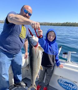 Two people fishing in Traverse City