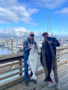 Two Pacific Halibut caught while fishing in NC