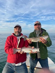 Two Squeteague fish caught in Beaufort while fishing