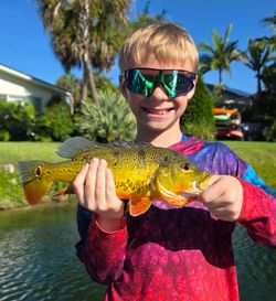 Peacock bass caught during fishing tour in Fort Lauderdale FL