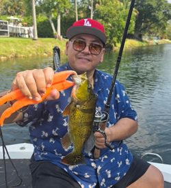 Peacock bass caught during fishing tour in Fort Lauderdale FL