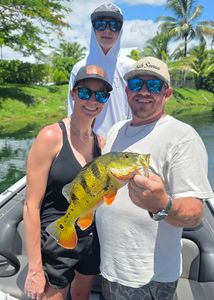 Peacock bass caught during fishing tour in Fort Lauderdale FL