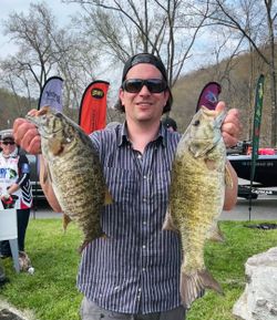 Two smallmouth bass caught while fishing in Connecticut