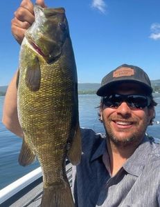 Smallmouth bass caught while fishing in Waterbury