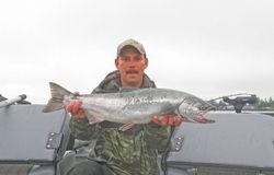 Photograph of a 28-inch Pink Salmon caught in Astoria