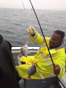 Two small fish caught while fishing in Hyannis