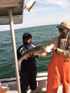A large striped bass caught while fishing in MA