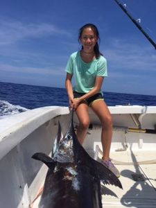 A single blue marlin fish caught in Kailua-Kona
