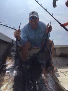 Two wahoo fish caught by one person in Kailua-Kona