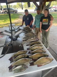 Anglers with 5 crappie fish caught in Pierre