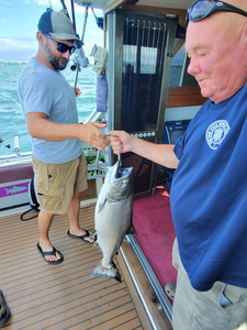 Deep sea trolling for Chinook Salmon on a partly cloudy day!