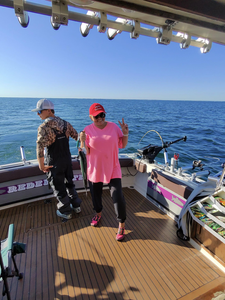 Great day on the water using deep sea trolling with heavy and light tackle under clear skies!