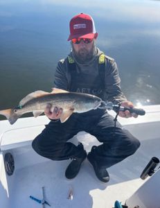 A single redfish, 20 inches long, caught in Hubert