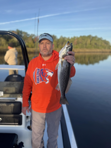 Nice speckled trout on light tackle today! Clear conditions made for an exciting adventure on the water.