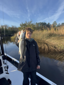 Nice speckled trout on light tackle today! Clear conditions made for an exciting adventure.