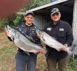 Two Chinook Salmon, 26-inch fish caught while fishing in OR
