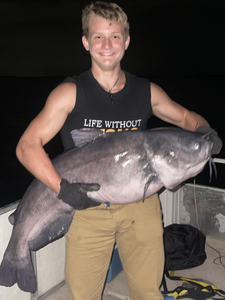 Deep sea jigging pays off with a Blue Catfish at Bonneau Beach!