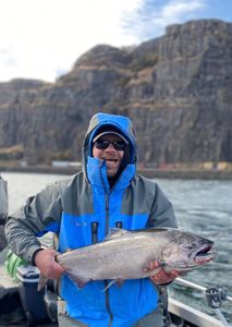 Fisherman catching Chinook Salmon in Montesano