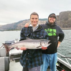 Coho salmon caught by two people in Montesano