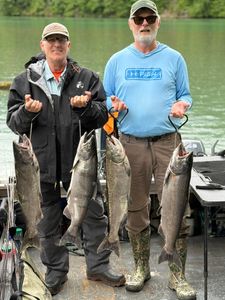 Four Chinook Salmon and Coho Salmon caught in Montesano