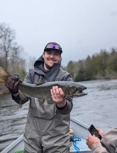 Exciting fishing adventure with a trophy-sized rainbow trout in New York