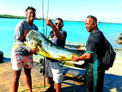 3 people fishing at Buccoo