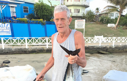 Lone angler fishing in Buccoo