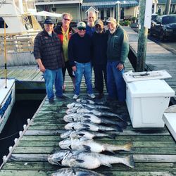 Six people fishing for large fish in New Jersey