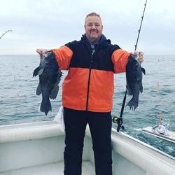 Two sea bass caught while fishing in Cape May