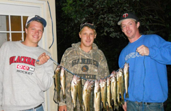 3 people fishing for 4 small fish in Duluth