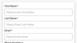 Contact form with fields for first name, last name, email and phone number for booking outdoor activities in Florida City FL