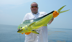 A lone angler fishing in the waters of Port O'Connor