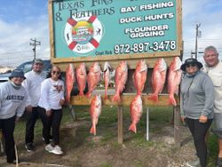 Red snapper fishing charter catch display at Texas Fins and Feathers in Port O'Connor TX