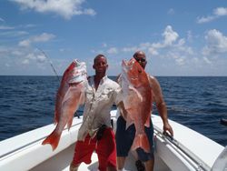 Two large red snapper caught during fishing trip in Port O'Connor TX
