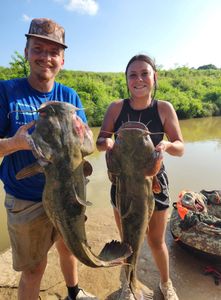 Two anglers with large fish at Port Aransas