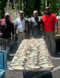 Two fishermen with their catch of 17-inch fish in GA