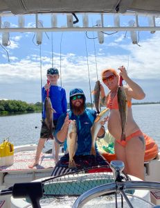 5 redfish caught on a holiday fishing trip