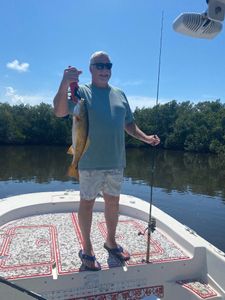 A redfish catching on fishing line in a holiday location