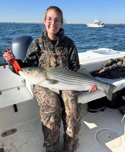 Striped bass caught while fishing at Barnegat Light