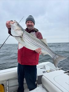 Striped bass caught while fishing in Barnegat Light