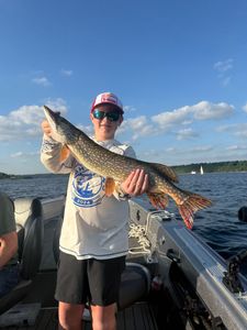 Northern pike caught while fishing on boat in Stillwater Minnesota