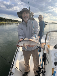 Hooked a big Redfish on a day with early morning rain in Wilmington!