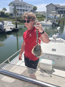Hooked a tasty summer flounder while deep sea trolling in Wilmington!