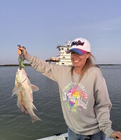 Black drum fish catch in Port Isabel TX fishing waters