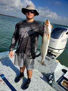 Lone fisherman reeling in big fish in TX