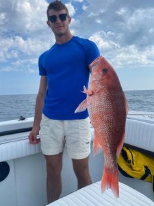 A person fishing in the Gulf Shores