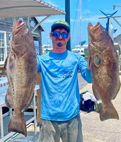Two gag grouper fish caught while fishing in Key West
