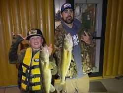 Two bluefish, each measuring 21 inches, caught while fishing in Laporte